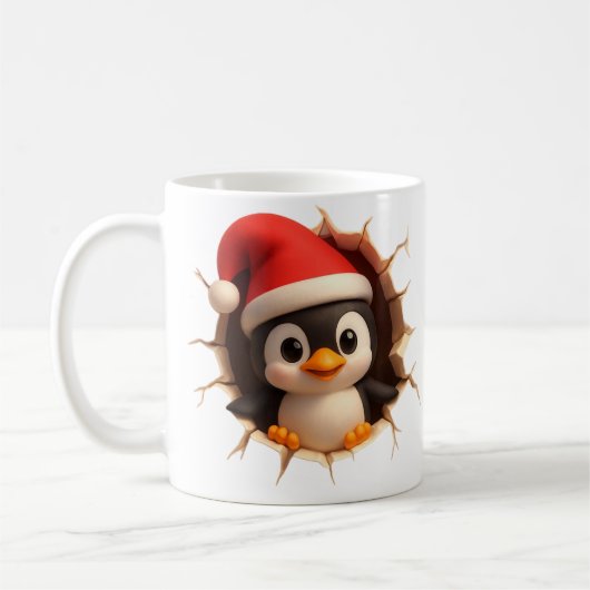 Cute Christmas Penguin Mug - Custom Name Santa Hat Kaffeetasse (Links)