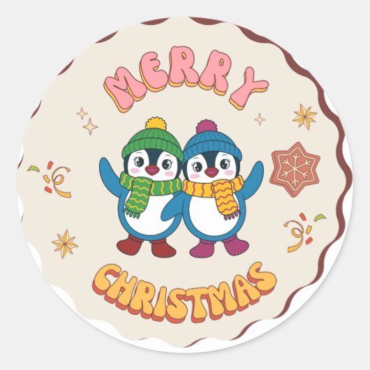 Cute Christmas Penguin Sticker (Vorderseite)
