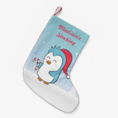 Cute Christmas Penguin With Cap and Candy Cane Kleiner Weihnachtsstrumpf (Vorderansicht (hängend))