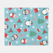 Cute Christmas Penguins Pattern Fleecedecke (Vorderseite (Horizontal))