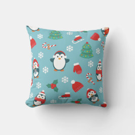 Cute Christmas Penguins Pattern Kissen