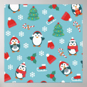 Cute Christmas Penguins Pattern Poster (Vorne)