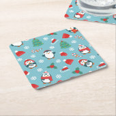 Cute Christmas Penguins Pattern Rechteckiger Pappuntersetzer (angewinkelt)