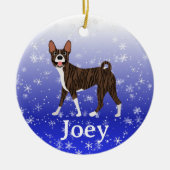 Cute Christmas Personalized Basenji Brindle Keramik Ornament (Vorne)