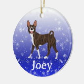 Cute Christmas Personalized Basenji Brindle Keramik Ornament (Links)