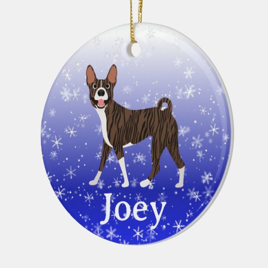 Cute Christmas Personalized  Basenji Brindle Keramik Ornament (Links)