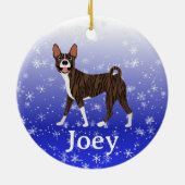 Cute Christmas Personalized Basenji Brindle Keramik Ornament (Hinten)