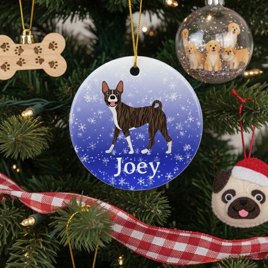 Cute Christmas Personalized Basenji Brindle Keramik Ornament