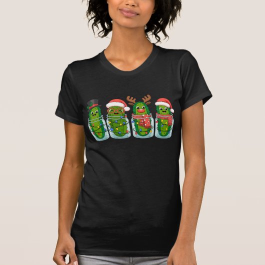 Cute Christmas Pickle Holiday Funny Food Art T-Shirt (Vorderseite)