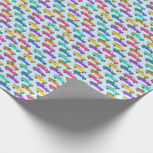 Cute Christmas Pickup Trucks Trees Retro Xmas Gift Geschenkpapier (Ecke)