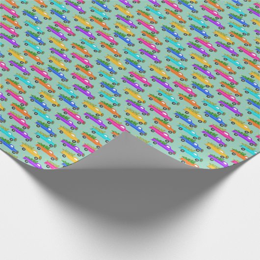 Cute Christmas Pickup Trucks Trees Retro Xmas Gift Geschenkpapier (Ecke)