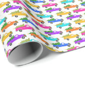 Cute Christmas Pickup Trucks Trees Retro Xmas Gift Geschenkpapier (Rolleneckpunkt)