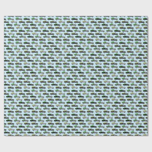 Cute Christmas Pickup Trucks Trees Retro Xmas Gift Geschenkpapier (Flach)