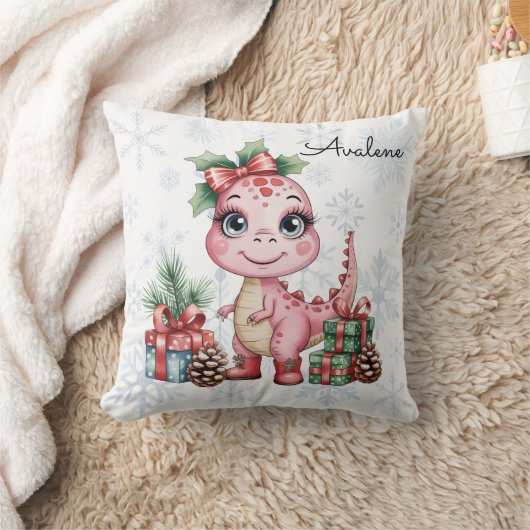 Cute Christmas Pink Dinosaur Baby Shower Gift Kissen (Decke)