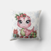 Cute Christmas Pink Dinosaur Baby Shower Gift Kissen (Rückseite)