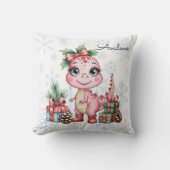 Cute Christmas Pink Dinosaur Baby Shower Gift Kissen (Vorderseite)
