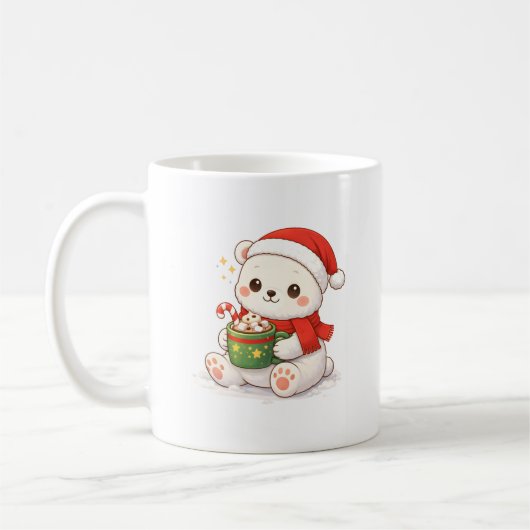 Cute Christmas Polar Bear Mug Kawaii Kaffeetasse (Links)