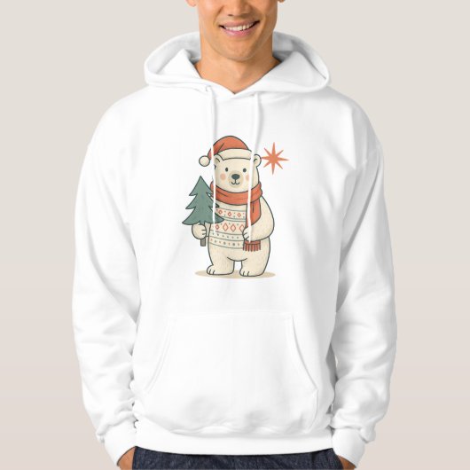Cute Christmas Polar Bear Scandinavian Winter Cozy Hoodie (Vorderseite)