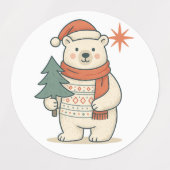 Cute Christmas Polar Bear Scandinavian Winter Etiketten (Design 2)