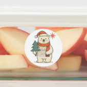 Cute Christmas Polar Bear Scandinavian Winter Etiketten (Befestigt)