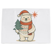 Cute Christmas Polar Bear Scandinavian Winter Große Geschenktüte (Vorderseite)
