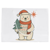 Cute Christmas Polar Bear Scandinavian Winter Große Geschenktüte (Rückseite)