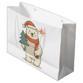 Cute Christmas Polar Bear Scandinavian Winter Große Geschenktüte (Vorderseite Schrägansicht)