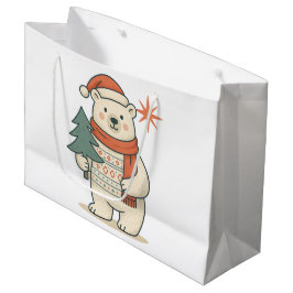 Cute Christmas Polar Bear Scandinavian Winter Große Geschenktüte