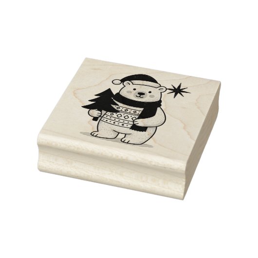 Cute Christmas Polar Bear Scandinavian Winter Gummistempel (Stempel)