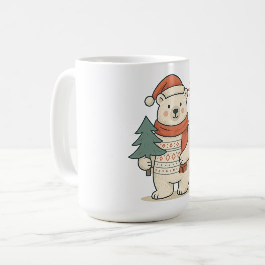 Cute Christmas Polar Bear Scandinavian Winter  Kaffeetasse (Vorderseite Links)