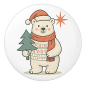 Cute Christmas Polar Bear Scandinavian Winter  Keramikknauf (Vorderseite)