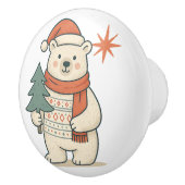 Cute Christmas Polar Bear Scandinavian Winter Keramikknauf (Rechts)