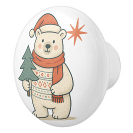 Cute Christmas Polar Bear Scandinavian Winter Keramikknauf