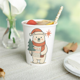 Cute Christmas Polar Bear Scandinavian Winter  Pappbecher