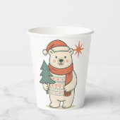 Cute Christmas Polar Bear Scandinavian Winter Pappbecher (Rückseite)