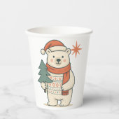 Cute Christmas Polar Bear Scandinavian Winter Pappbecher (Vorderseite)