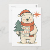 Cute Christmas Polar Bear | Scandinavian Winter Postkarte (Vorne/Hinten)