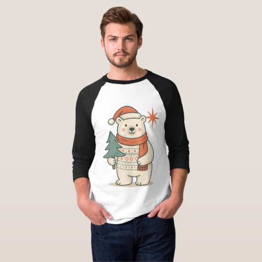 Cute Christmas Polar Bear T-Shirt | Scandinavian  (Vorne ganz)