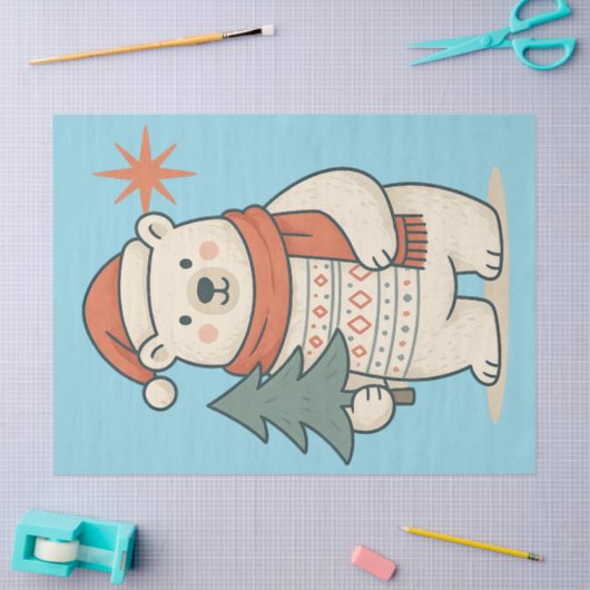 Cute Christmas Polar Bear Tissue Paper | Seidenpapier (Basteln)