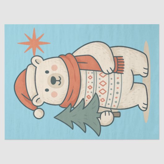 Cute Christmas Polar Bear Tissue Paper |  Seidenpapier (Vorderseite)