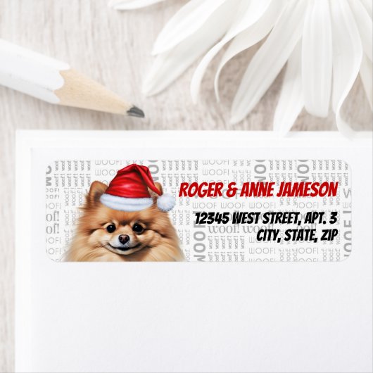 Cute Christmas Pomeranian Dog Return Address (Insitu)