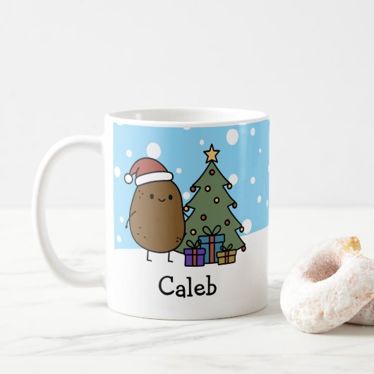 Cute Christmas Potato Personalized With Your Name Kaffeetasse (Mit Donut)