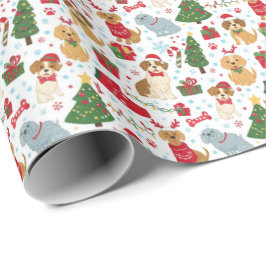 Cute Christmas Puppies Holiday Wrapping Paper Geschenkpapier