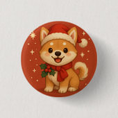 Cute Christmas Puppy Button (Vorderseite)