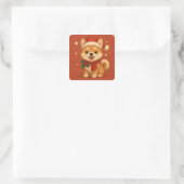 Cute Christmas Puppy Quadratischer Aufkleber (Tasche)