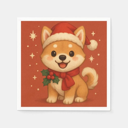 Cute Christmas puppy Serviette (Vorderseite)