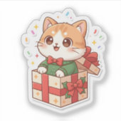 Cute Christmas Puppy Sticker & Magnet Adorable cat (Vorderseite)