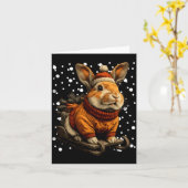 Cute Christmas Rabbit Sledding In Snow Funny Winte Karte (Gelbe Blume)