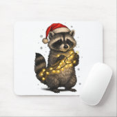Cute Christmas Raccoon Funny Holiday Lights Animal Mousepad (Mit Mouse)