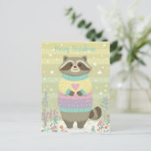 Cute Christmas Racoon Postcard Postkarte (Stehend Vorderseite)